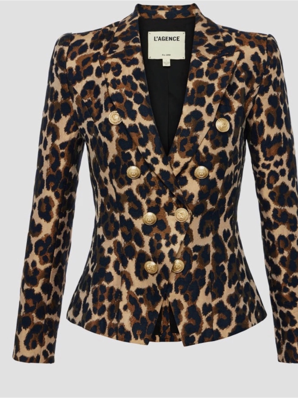 L’AGENCE BETHANY STRUCTURED SHOULDER JACQUARD LEOPARD PRINT BLAZER- NEW-SIZE 4 - Picture 3 of 7